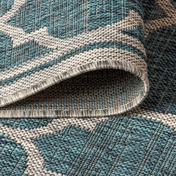 Trebol Moroccan Trellis Textured Weave Indoor/outdoor Runner Rug